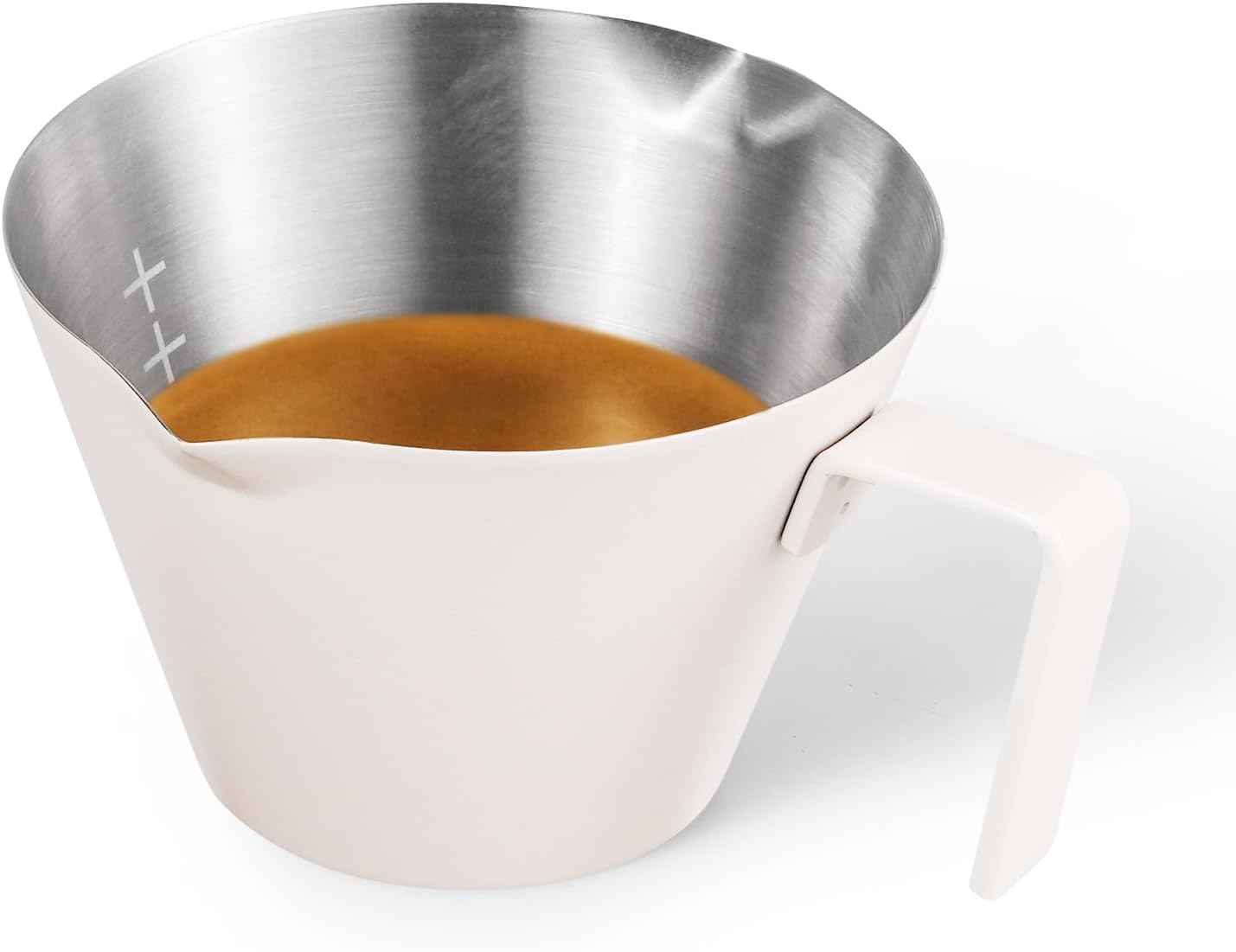 Espresso Measuring Cup , 1oz / 2oz / 3oz Double Spouts Stainless Steel Espresso Shot Cups with Scale