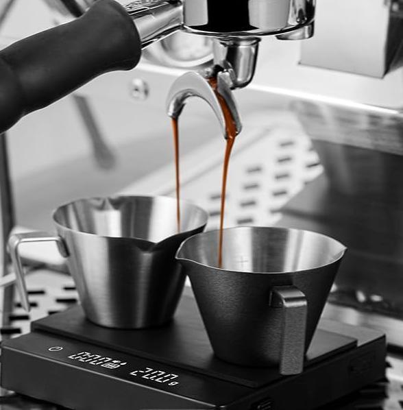 Espresso Measuring Cup , 1oz / 2oz / 3oz Double Spouts Stainless Steel Espresso Shot Cups with Scale