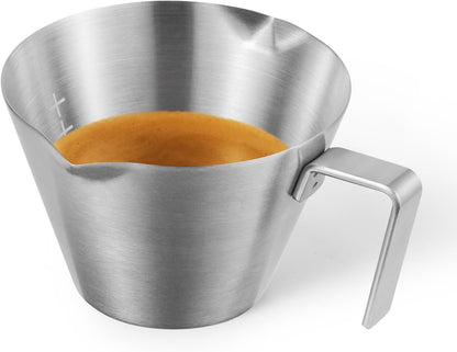 Espresso Measuring Cup , 1oz / 2oz / 3oz Double Spouts Stainless Steel Espresso Shot Cups with Scale