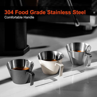 Espresso Measuring Cup , 1oz / 2oz / 3oz Double Spouts Stainless Steel Espresso Shot Cups with Scale