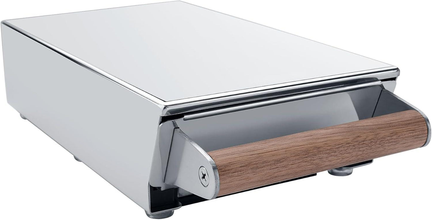 Coffee Knock Box Drawer with Shock Absorbing Removable Knock Bar and Non-Slip Base