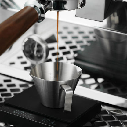 Espresso Measuring Cup , 1oz / 2oz / 3oz Double Spouts Stainless Steel Espresso Shot Cups with Scale