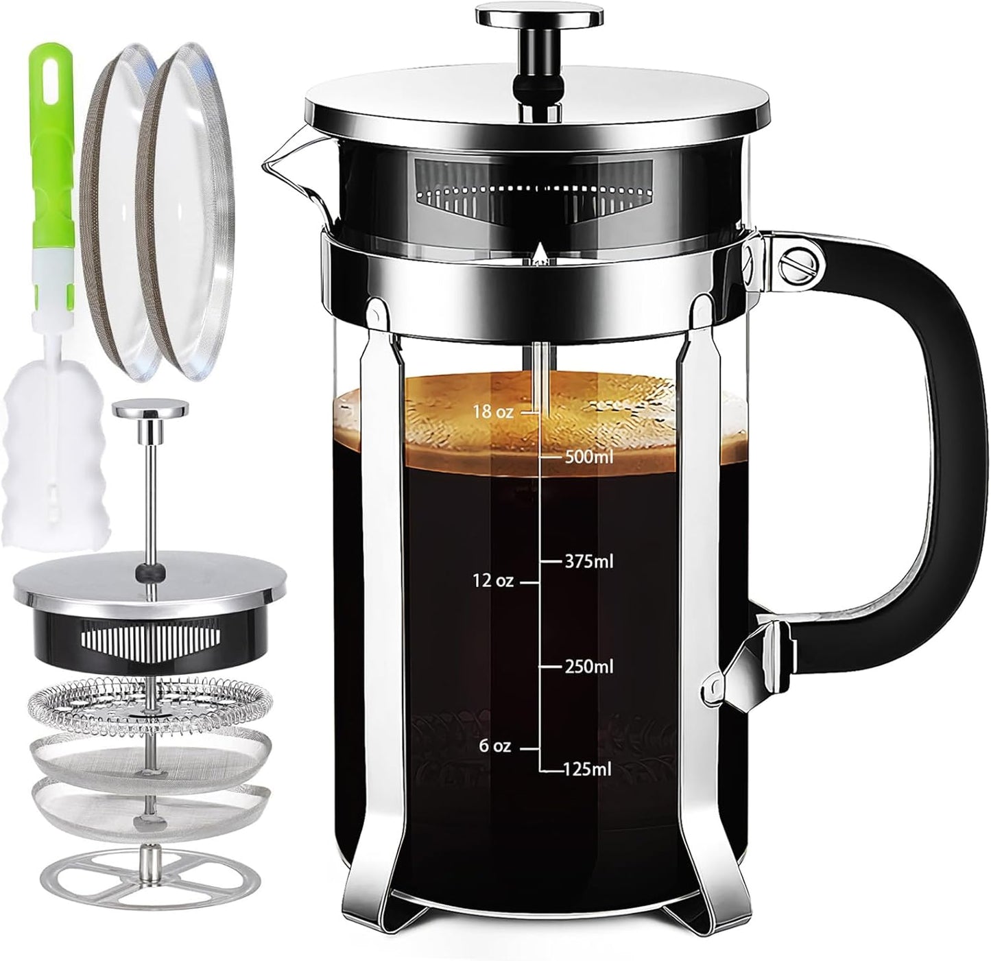 French Press, Borosilicate Glass Coffee Press , Heat Resistant Durable