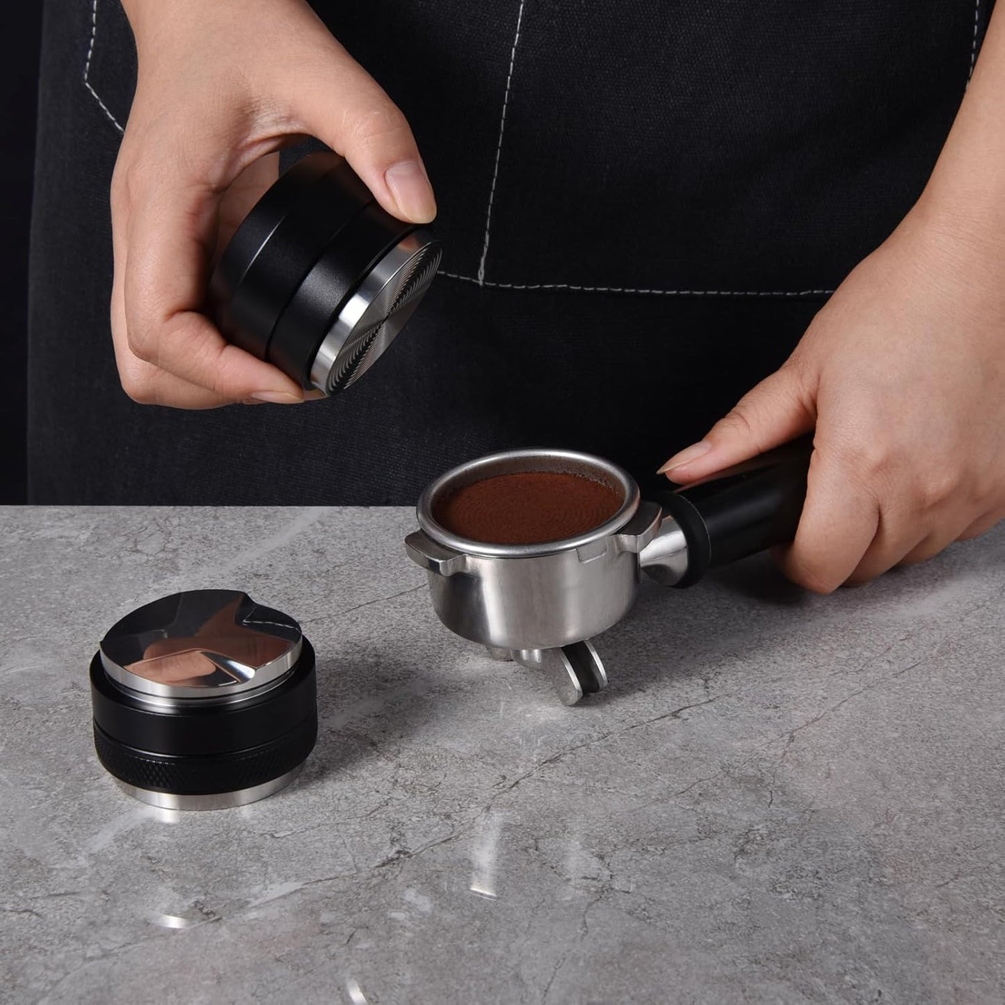 Coffee Powder Distributor, Base Spiral Tamper , Stainless Steel Espresso Tamper